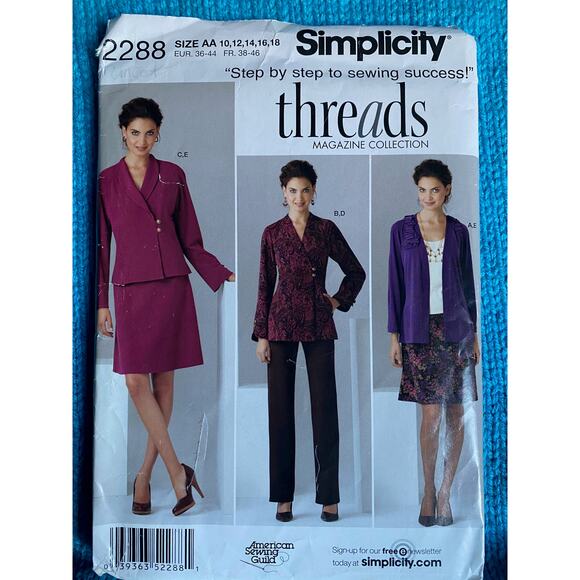 Simplicity Sewing pattern 2288 suit blazer pant skirt modern - Picture 1 of 5